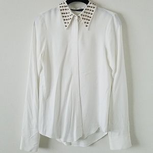 ZARA - White Top With Studded Color - Size XS